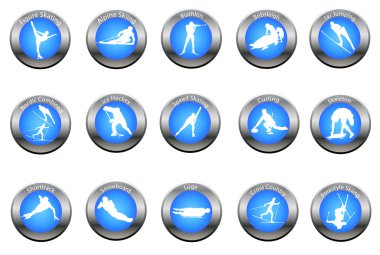  set of winter sport buttons clipart