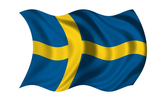 挥舞着国旗瑞典 — 图库照片