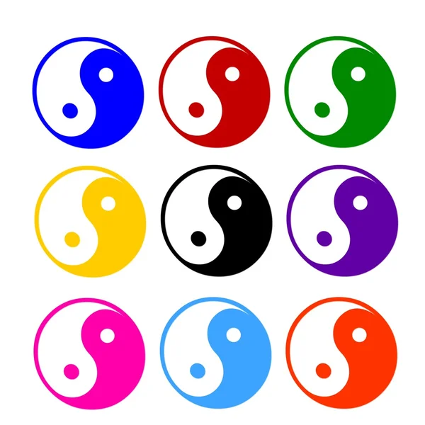 Reihe von bunten Ying und Yang Symbolen — Stockfoto