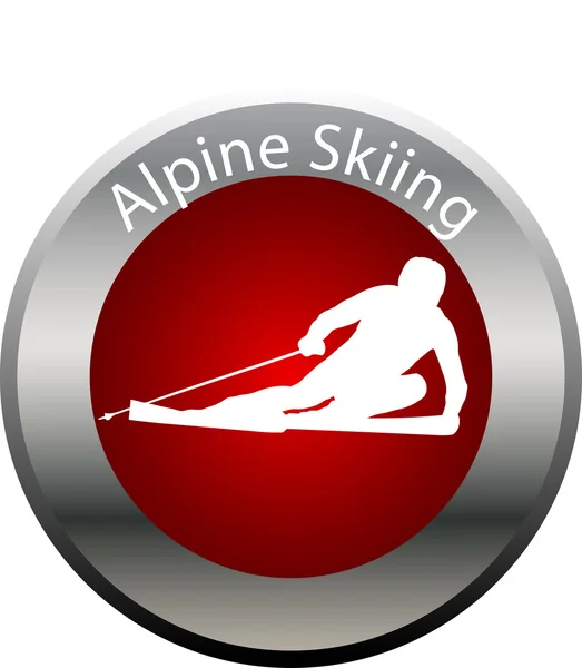 Winter game button alpine skiing — Stock Photo, Image