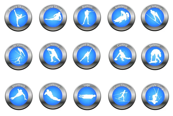 Set di pulsanti per sport invernali — Foto Stock