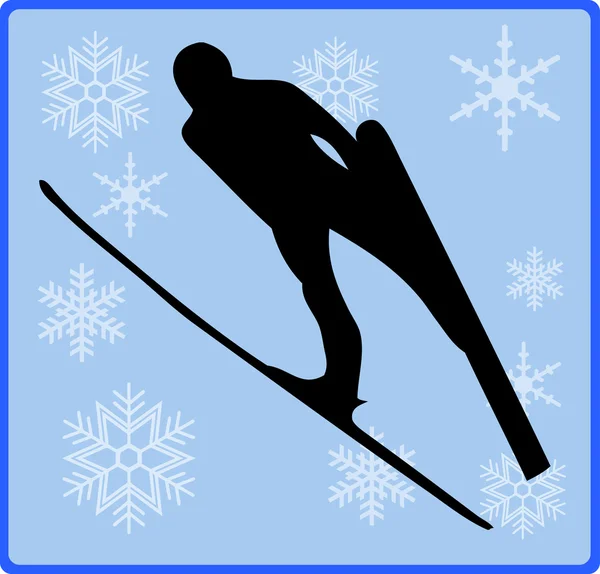 Άλμα με σκι παιχνίδι κουμπί χειμώνα — Φωτογραφία Αρχείου