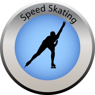 Winter game button speed skating clipart