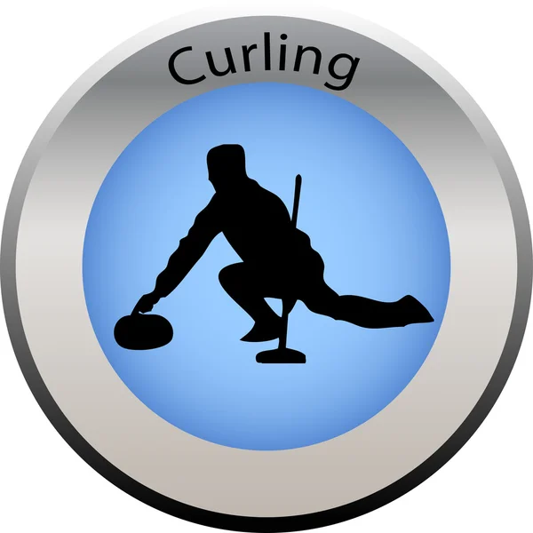 Zimní hry tlačítko curlingu — Stockový vektor