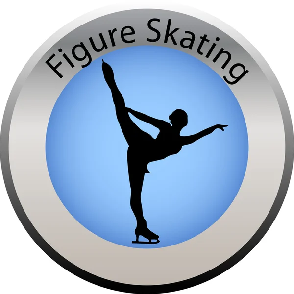 Invierno juego botón patinaje artístico — Vector de stock