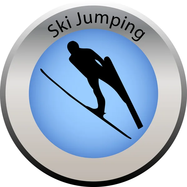 Winter game button ski jumping — Stock Vector