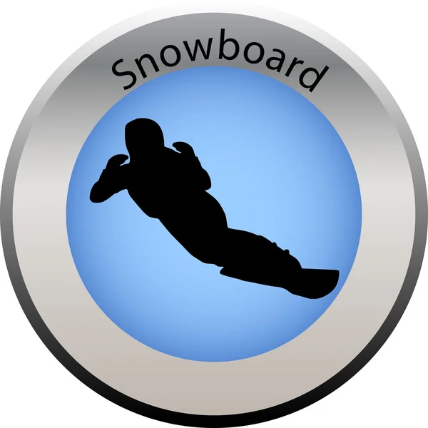 Zimní hry tlačítko snowboardu — Stockový vektor