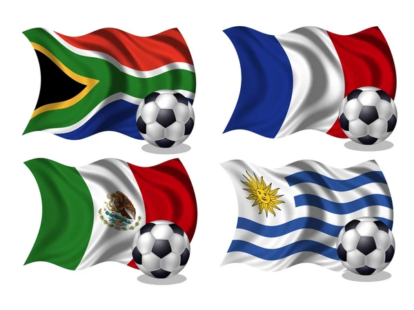 Piłka nożna drużyna grupa flagi — Zdjęcie stockowe