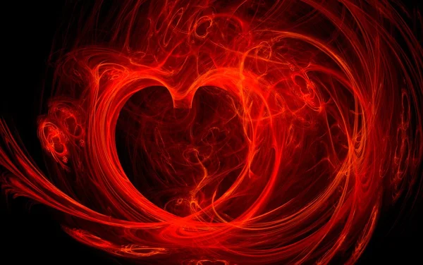 Illustrazione di un cuore di fuoco rosso — Foto Stock