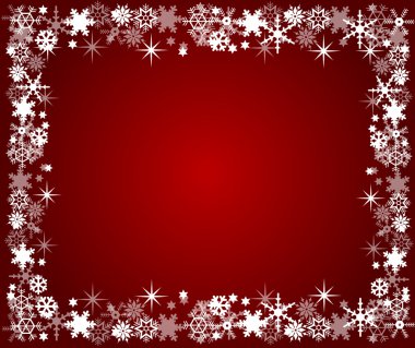 Kar taneleriyle kırmızı Noel çerçevesi