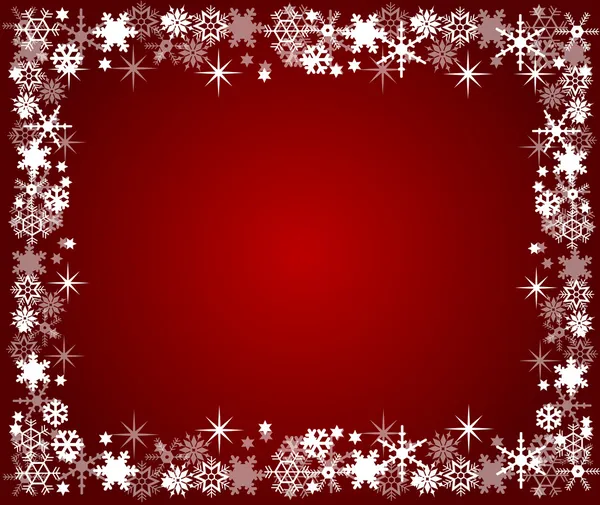 Kar taneleriyle kırmızı Noel çerçevesi — Stok Vektör