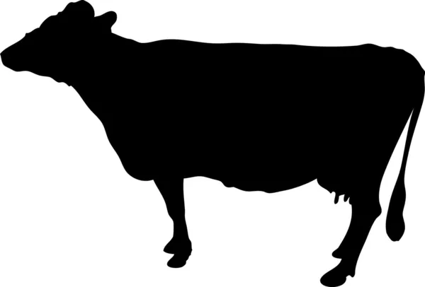 Silueta negra de una vaca — Vector de stock