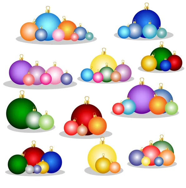Ensemble de boules de Noël colorées — Image vectorielle