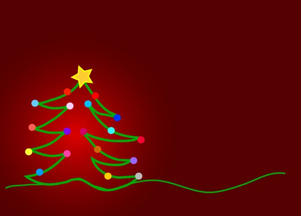 Árvore de Natal no fundo vermelho —  Vetores de Stock