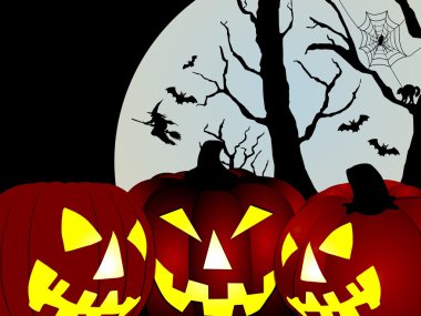 Illustration of pumpkins - dark night clipart