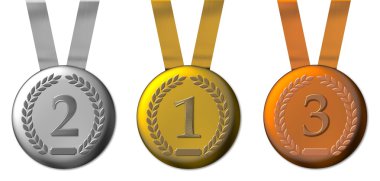 Gold, silver and bronze medal clipart
