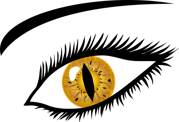 Golden Eye with lashes - animal pupil — Stock Photo, Image