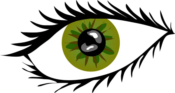 Зелене око з віями — стокове фото