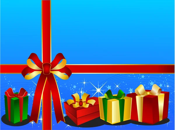 Blue Christmas Backgraound with presents — Stock Photo, Image