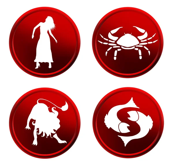 Signos rojos del zodiaco - set 1 — Foto de Stock