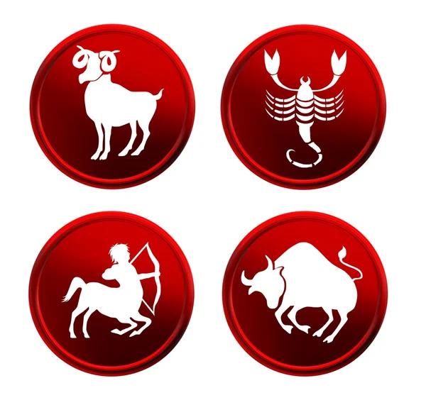 Signos do zodíaco vermelho - conjunto 2 — Fotografia de Stock