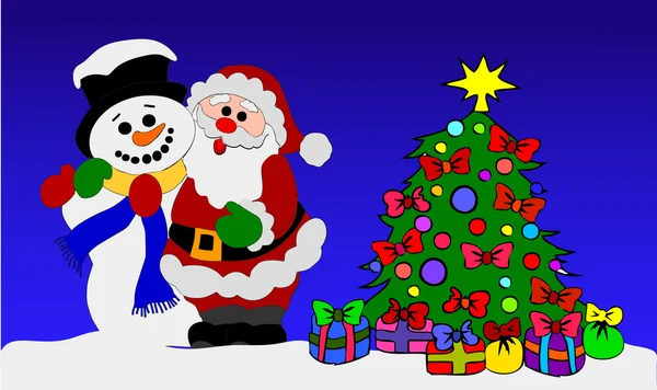 Санта-Клаус і сніговик — стокове фото
