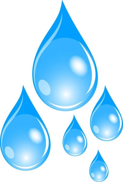 Uppsättning blå vattendroppar — Stockfoto