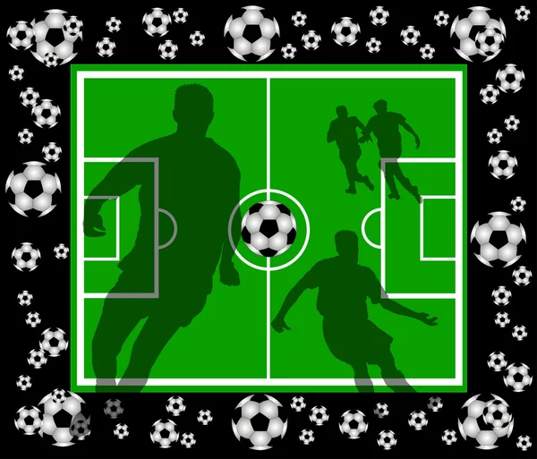 Player silhouettes and balls — Stock Photo, Image