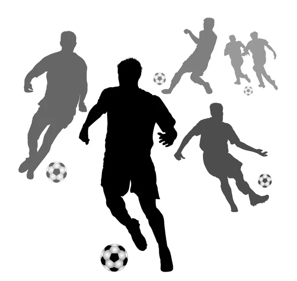 Svart fotboll spelare silhuetter — Stockfoto