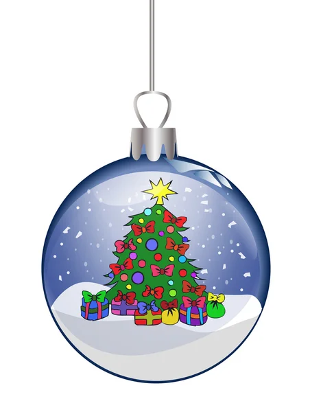 Weihnachtsglaskugel mit Baum — Stockfoto
