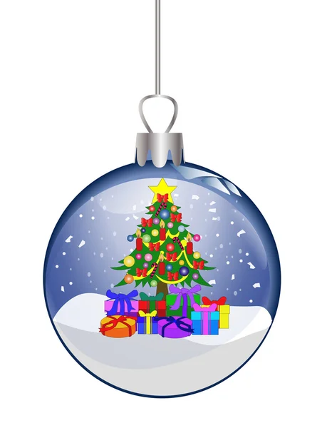Weihnachtsglaskugel mit Baum — Stockfoto