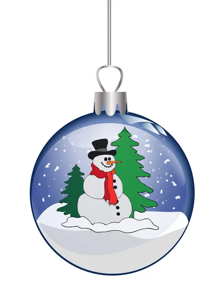 Weihnachtsglaskugel mit Schneemann — Stockfoto