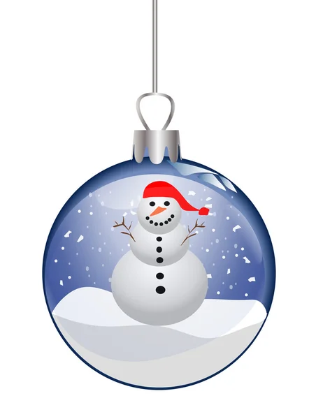 Kerstmis glas bal met sneeuwpop — Stockfoto