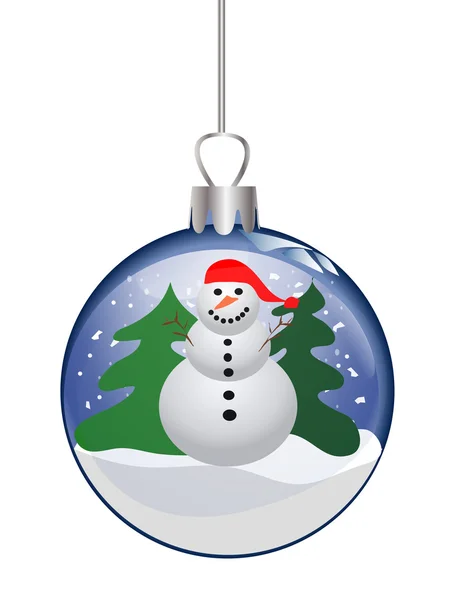 Jul glaskula med snögubbe — Stockfoto