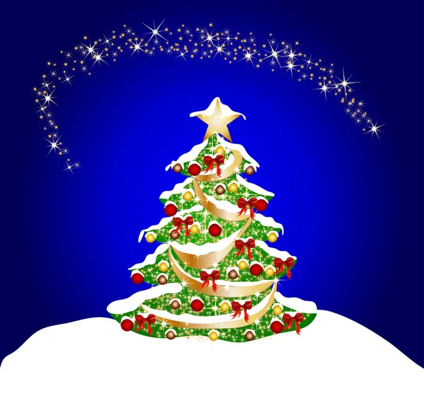 クリスマスツリーと雪 — ストック写真