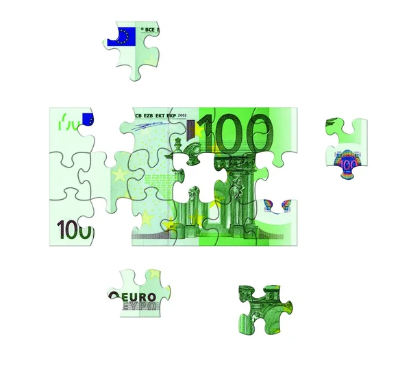 Quebra-cabeça de notas Euro — Fotografia de Stock
