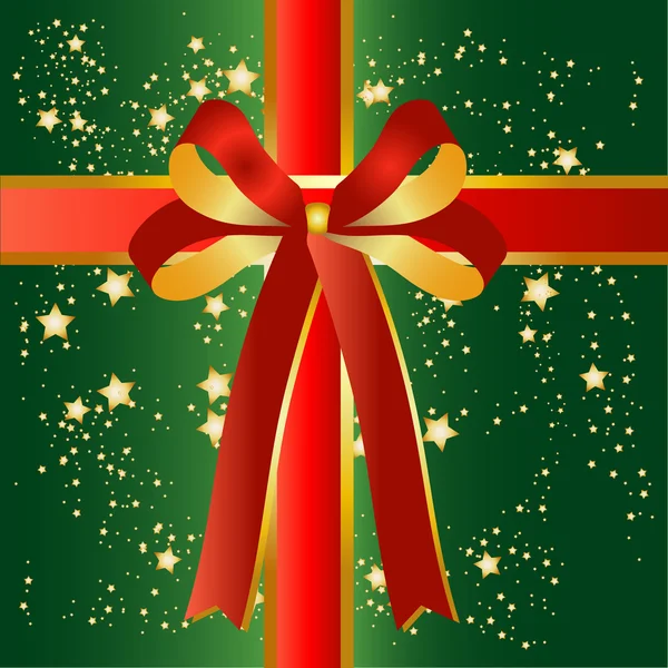 Zelený vánoční dárek s hvězdami绿色圣诞礼物与明星 — Stock fotografie