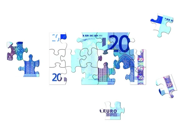 Puzzle z bankovek eura — Stock fotografie