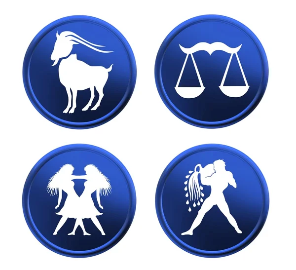Blue zodiac signs - set 1 — Stock Photo, Image