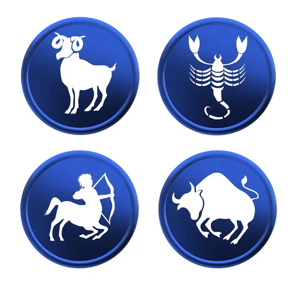 Signos do zodíaco azul - conjunto 3 — Fotografia de Stock