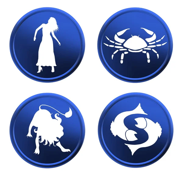 Blauwe zodiac signs - set 2 — Stockfoto