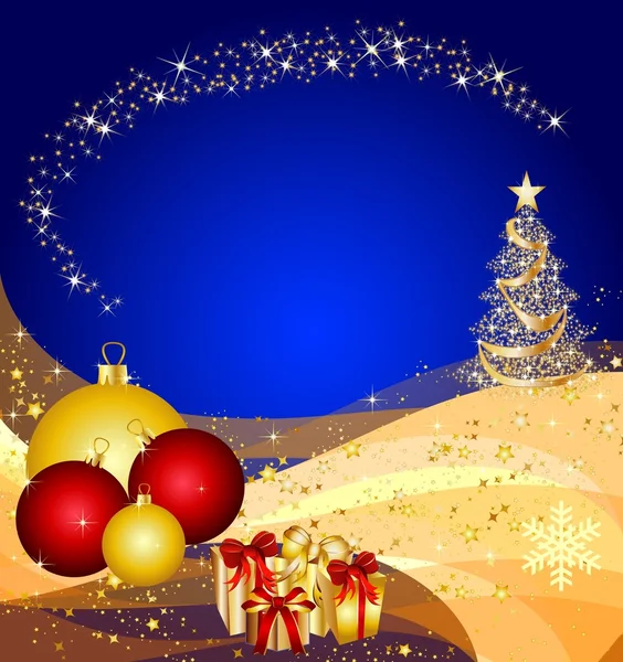 Kerstboom op gouden golven — Stockfoto