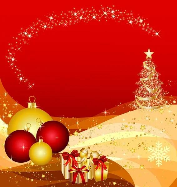Vánoční strom na zlaté vlny — Stock fotografie