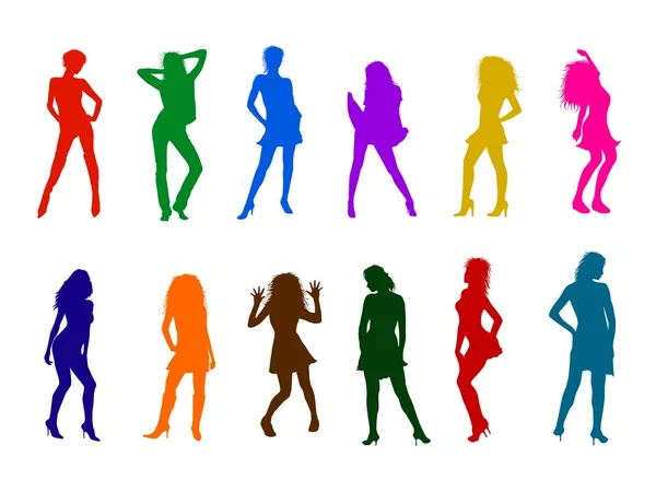 Silhuetas de mulher sexy colorido — Fotografia de Stock