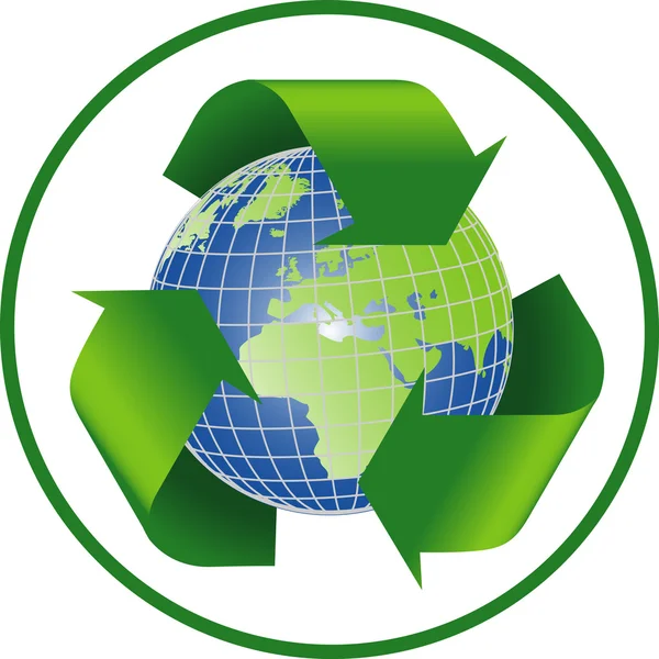 Σύμβολο ανακύκλωσης με πλανήτη γη — Φωτογραφία Αρχείου