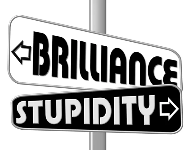 Sinal de Motivação Brillance Stupidity — Fotografia de Stock