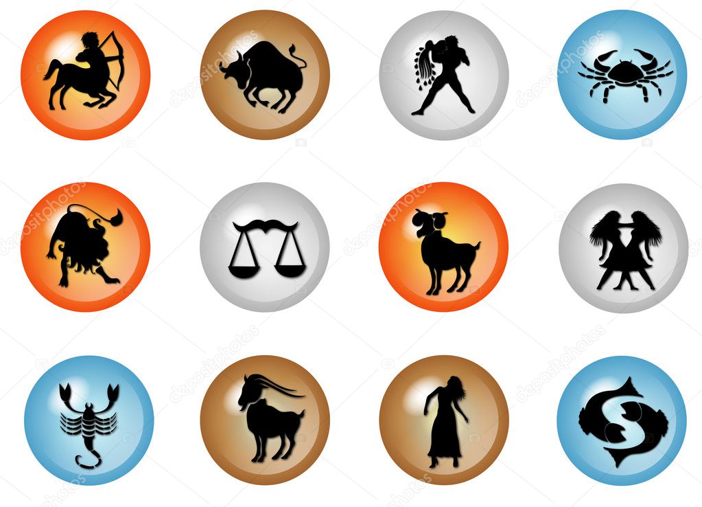 12 colorful zodiac web buttons