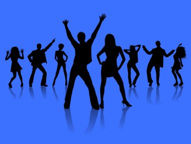 Dancing on blue background clipart