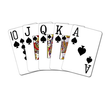 Isolated Royal Flush in Spades clipart
