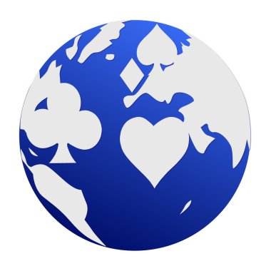 Poker Dünya mavi beyaz